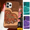 Leather Pattern Heart Grandma Nana Mimi Mom Auntie Personalized Phone Case SC2411013