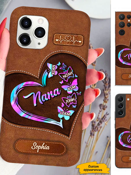 Leather Pattern Hologram Butterfly Mom Grandma Nana Mimi Gigi Auntie Personalized phone case SC2412437