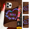 Leather Pattern Hologram Handprint Heart Mom Grandma Nana Mimi Gigi Auntie Personalized phone case SC2212435