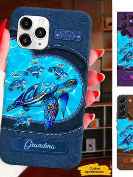 Leather pattern turtle Mom Grandma Nana Mimi Gigi Auntie Personalized phone case SC2212447