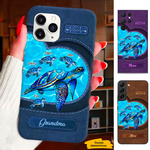 Leather pattern turtle Mom Grandma Nana Mimi Gigi Auntie Personalized phone case SC2212447