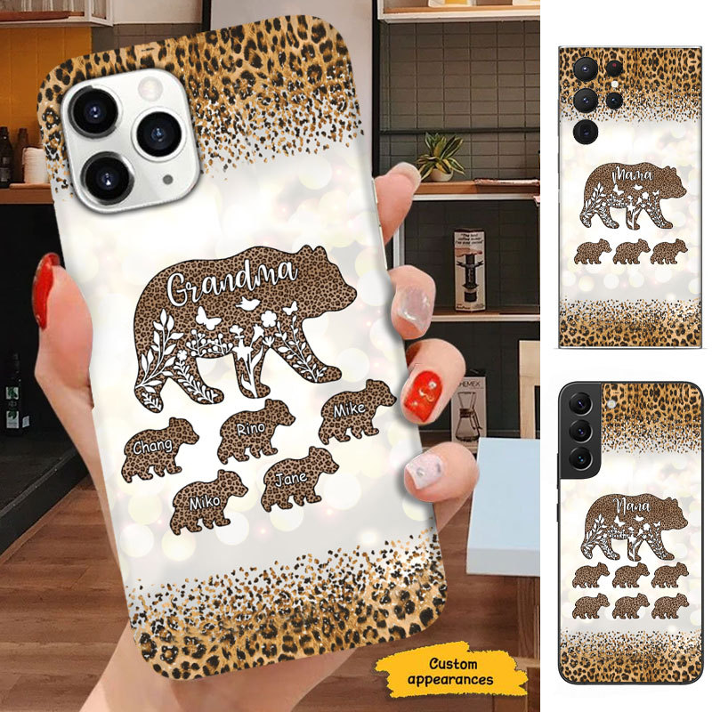 Leopard Bear Mom Grandma Nana Mimi Gigi Auntie Personalized phone case SC2512441