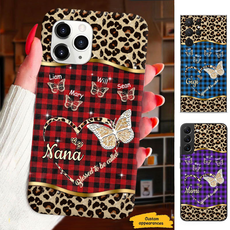 Leopard Butterfly Blessed To be called Mom Grandma Nana Mimi Gigi Auntie Personalized phone case SC261243