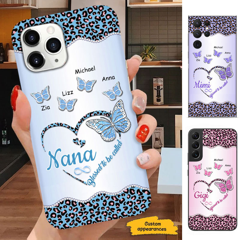 Leopard Butterfly Blessed To be called Mom Grandma Nana Mimi Gigi Auntie Personalized phone case SC2612431