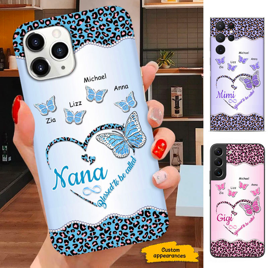 Leopard Butterfly Blessed To be called Mom Grandma Nana Mimi Gigi Auntie Personalized phone case SC2612431