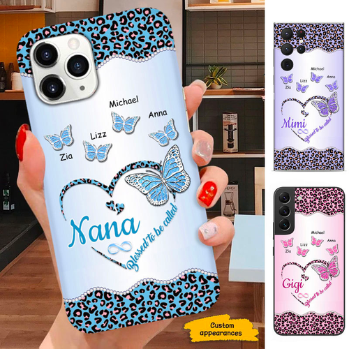 Leopard Butterfly Blessed To be called Mom Grandma Nana Mimi Gigi Auntie Personalized phone case SC2612431
