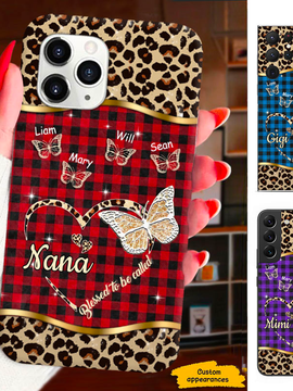 Leopard Butterfly Blessed To be called Mom Grandma Nana Mimi Gigi Auntie Personalized phone case SC261243