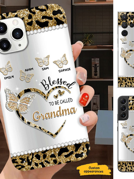 Leopard Butterfly Blessed to be called Grandma Nana Mimi Mom Auntie Personalized Phone Case SC2410084