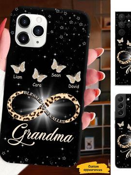 Leopard Butterfly Blessed to be called Grandma Nana Mimi Mom Personalized Phone case SC2404109