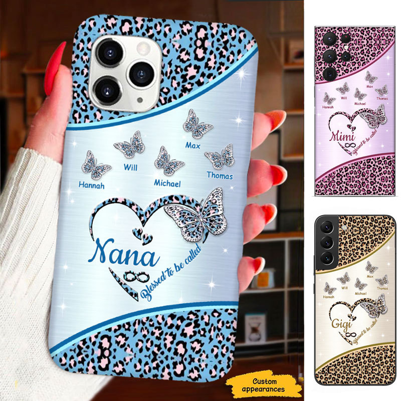 Leopard Butterfly Blessed to be called Mom Grandma Nana Mimi Gigi Auntie Personalized phone case SC2212451
