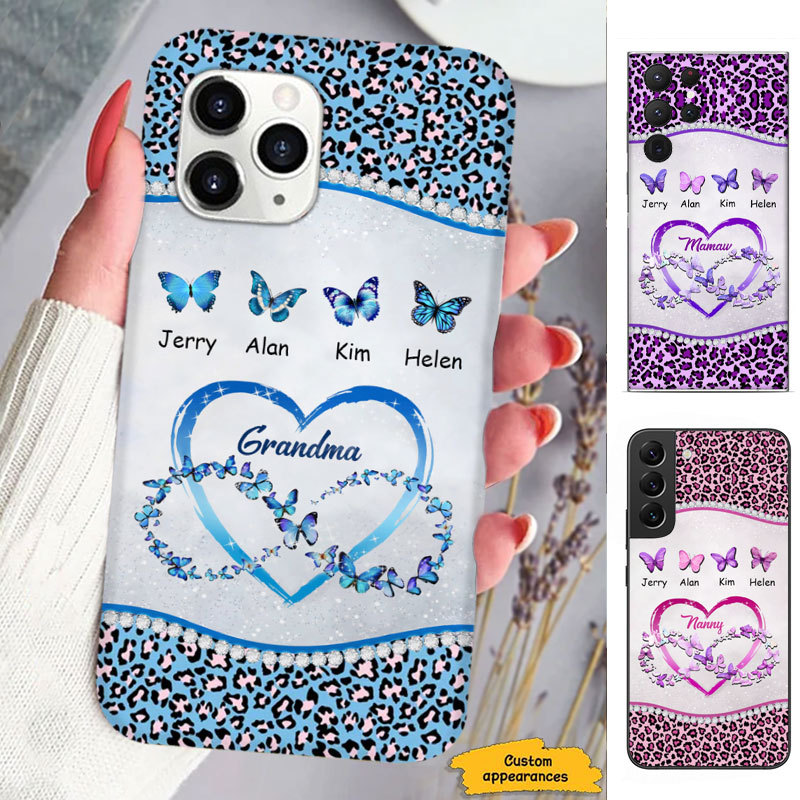 Leopard Butterfly Mom Grandma Nana Mimi Gigi Auntie Personalized phone case SC2412434