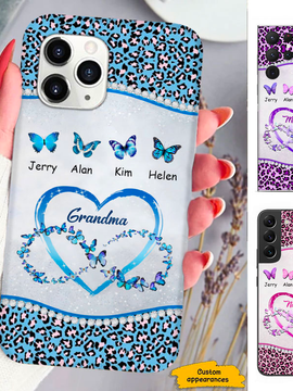 Leopard Butterfly Mom Grandma Nana Mimi Gigi Auntie Personalized phone case SC2412434