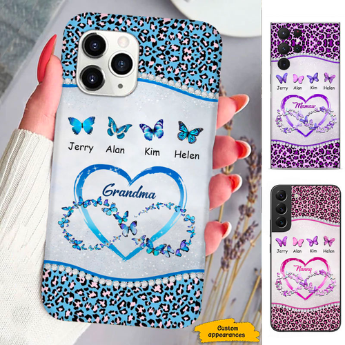 Leopard Butterfly Mom Grandma Nana Mimi Gigi Auntie Personalized phone case SC2412434