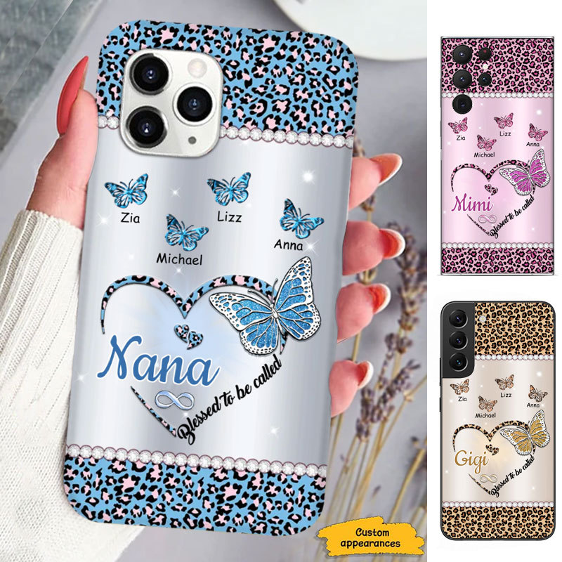 Leopard Butterfly Mom Grandma Nana Mimi Gigi Auntie Personalized phone case SC251244