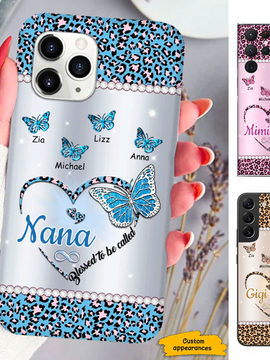 Leopard Butterfly Mom Grandma Nana Mimi Gigi Auntie Personalized phone case SC251244