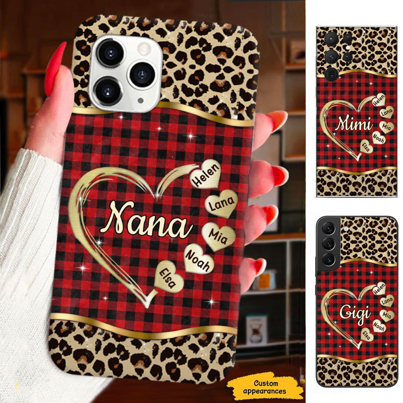 Leopard Heart Mom Grandma Nana Mimi Gigi Auntie Personalized phone case SC2512452