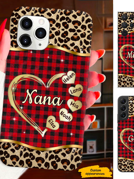 Leopard Heart Mom Grandma Nana Mimi Gigi Auntie Personalized phone case SC2512452