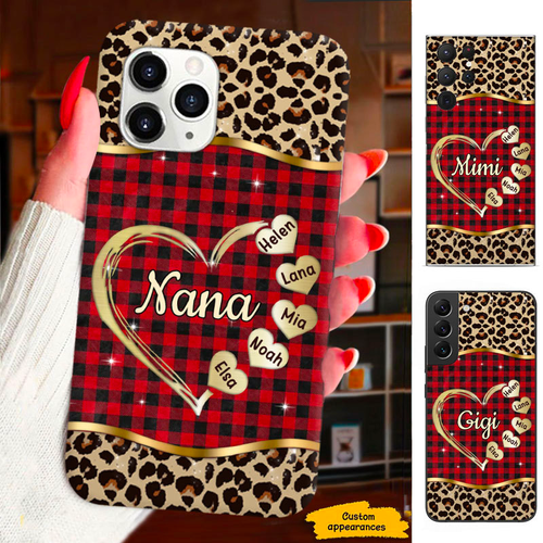 Leopard Heart Mom Grandma Nana Mimi Gigi Auntie Personalized phone case SC2512452