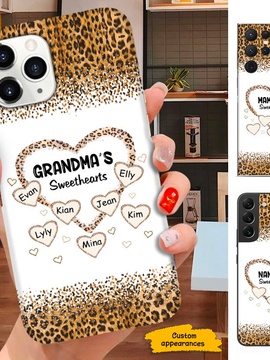 Leopard Mom Grandma Sweethearts Nana Mimi Gigi Auntie Personalized phone case SC2512436