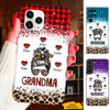 Leopard Red Plaid Messy Bun Hair Mom Grandma Nana Mimi Gigi Personalized Phone Case SC161243