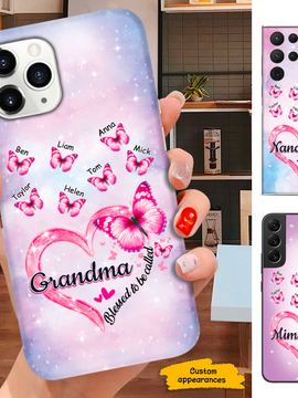 Pink Butterfly Blessed To be called Mom Grandma Nana Mimi Gigi Auntie Personalized phone case SC2512423