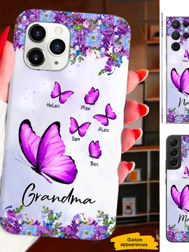 Pink Butterfly Mom Grandma Nana Mimi Gigi Personalized Phone Case SC1612421