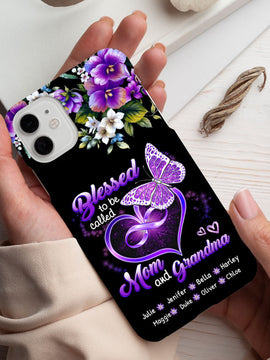 Purple Butterfly Blessed to be called Mom and Grandma Personalized Phone case SC279231