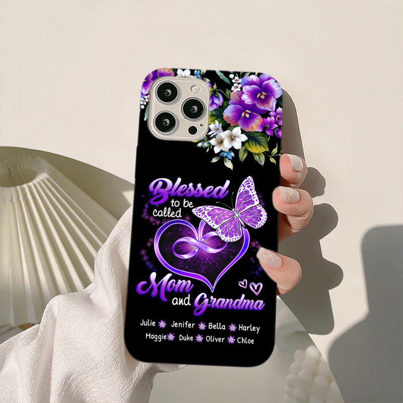 Purple Butterfly Blessed to be called Mom and Grandma Personalized Phone case SC279231