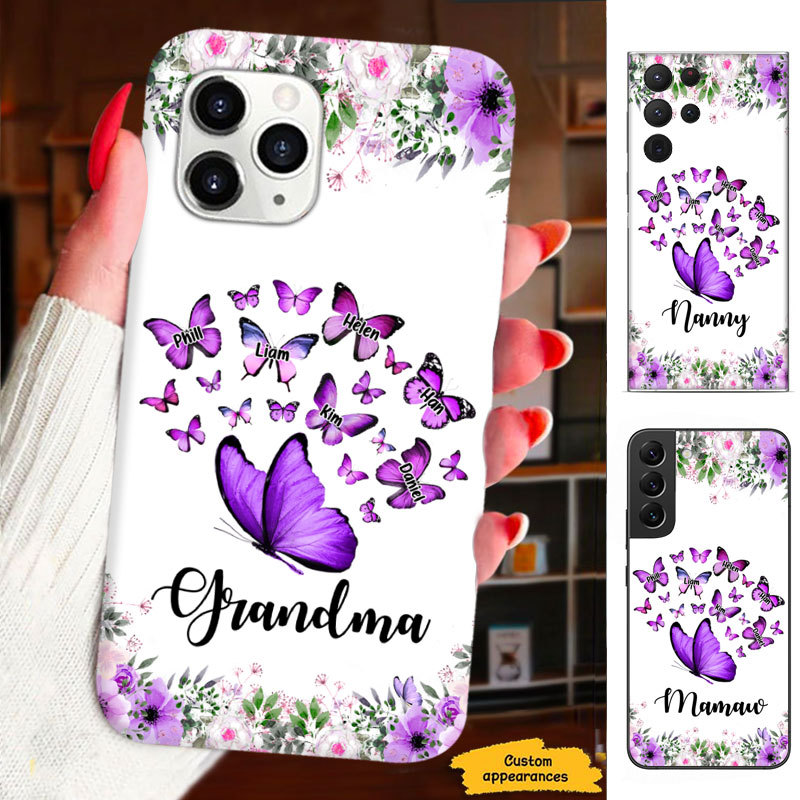Purple Butterfly Grandma Nana Mimi Gigi Personalized Phone Case SC151244