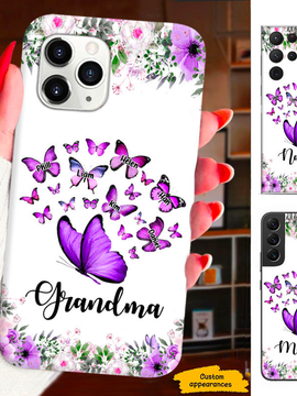 Purple Butterfly Grandma Nana Mimi Gigi Personalized Phone Case SC151244