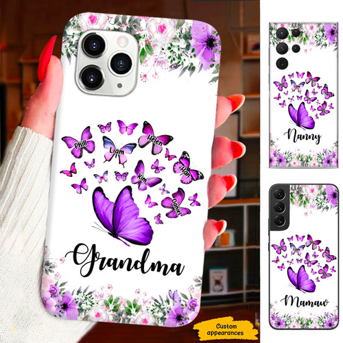 Purple Butterfly Grandma Nana Mimi Gigi Personalized Phone Case SC151244