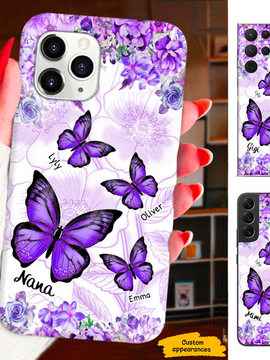 Purple Butterfly Mom Grandma Nana Mimi Gigi Auntie Personalized phone case SC2312439