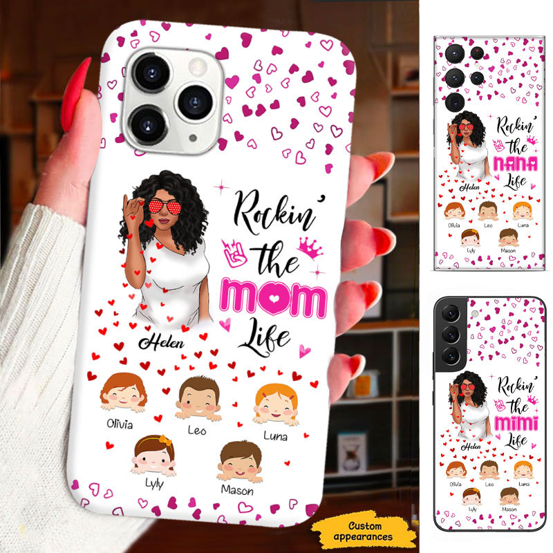 Rockin The Mom Life Grandma Nana Mimi Gigi Auntie Personalized phone case SC231245