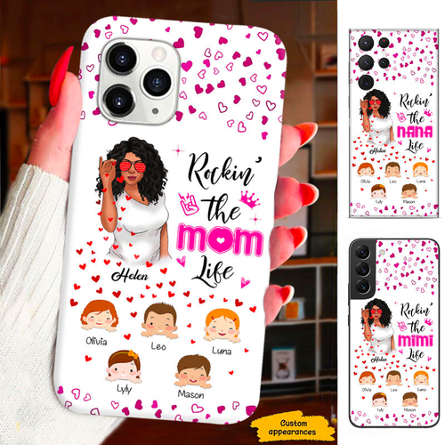 Rockin The Mom Life Grandma Nana Mimi Gigi Auntie Personalized phone case SC231245