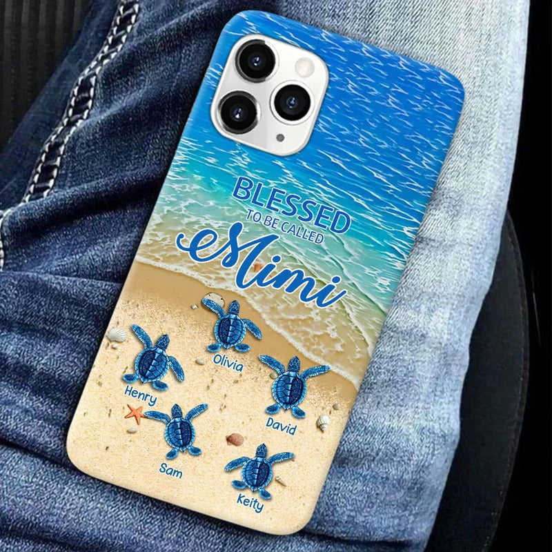 Turtle Happiness is Being Grandma Mommy Aunite Personalized Phone