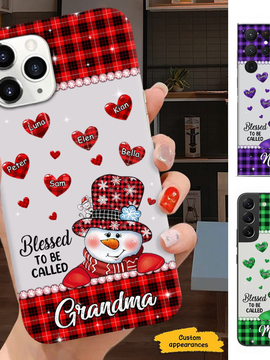 Snowman Hearts Blessed to be called Grandma Nana Mimi Mom Personalized Phone case SC2404102