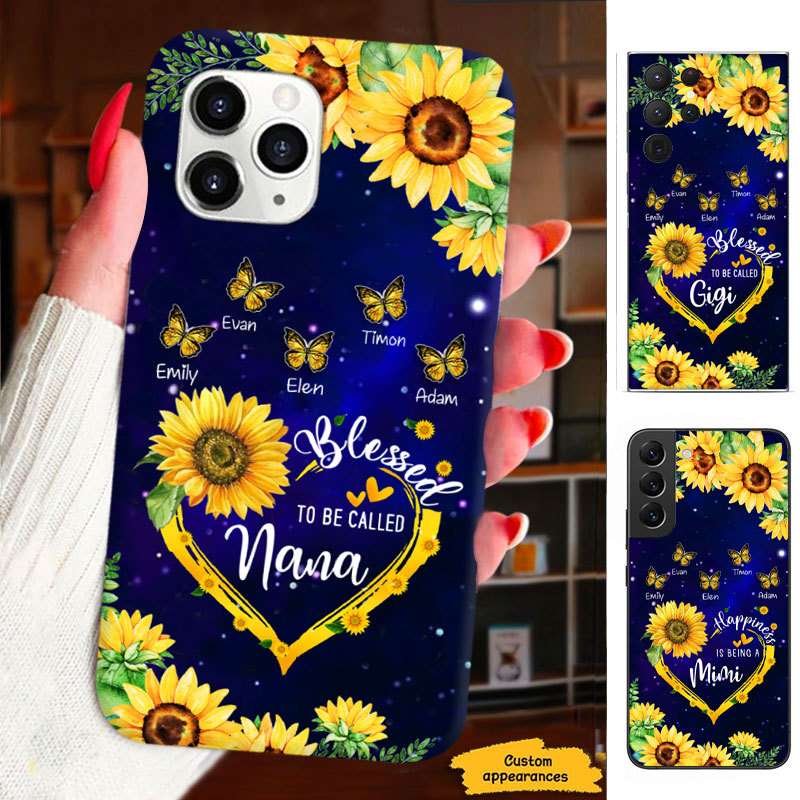 Sunflower Blessed To be called Grandma Nana Mimi Mommy Personalized Phone Case SC2612232