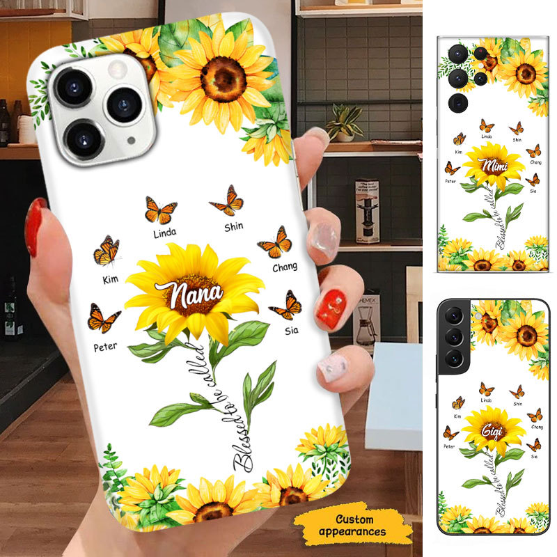 Sunflower Butterfly Blessed To be called Mom Grandma Nana Mimi Gigi Auntie Personalized phone case SC2612412