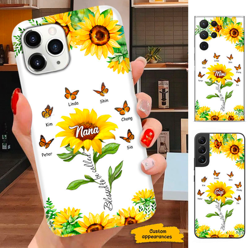 Sunflower Butterfly Blessed To be called Mom Grandma Nana Mimi Gigi Auntie Personalized phone case SC2612412