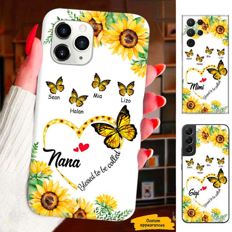 Sunflower Butterfly Blessed to be called Mom Grandma Nana Mimi Gigi Auntie Personalized phone case SC2312430
