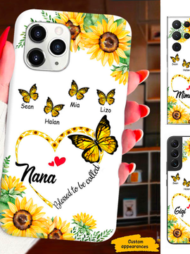 Sunflower Butterfly Blessed to be called Mom Grandma Nana Mimi Gigi Auntie Personalized phone case SC2312430