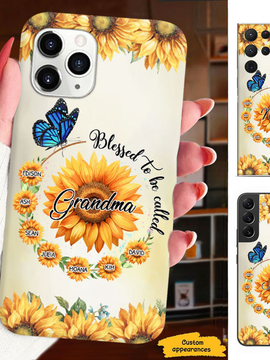 Sunflower Butterfly Grandma Nana Mimi Mom Auntie Personalized Phone Case SC24100821