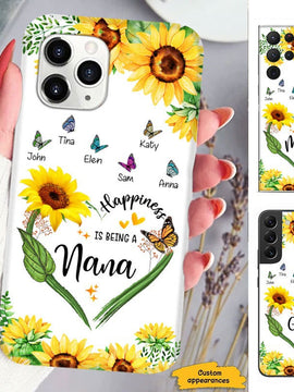 Sunflower Butterfly Happiness is being a Mom Grandma Nana Mimi Gigi Auntie Personalized phone case SC2412426