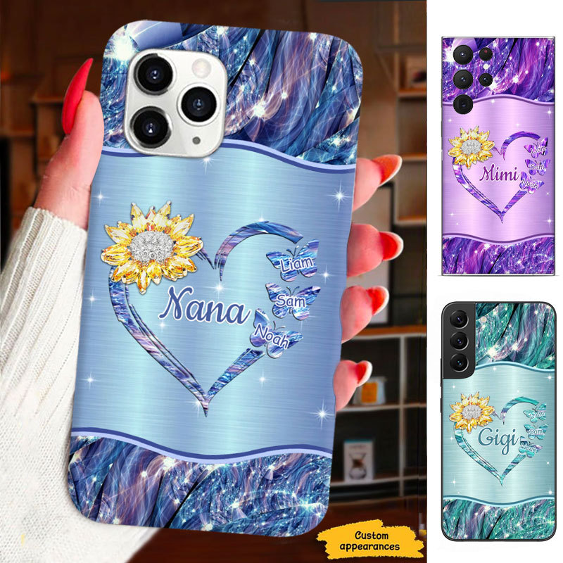 Sunflower Butterfly Mom Grandma Nana Mimi Gigi Auntie Personalized phone case SC231249