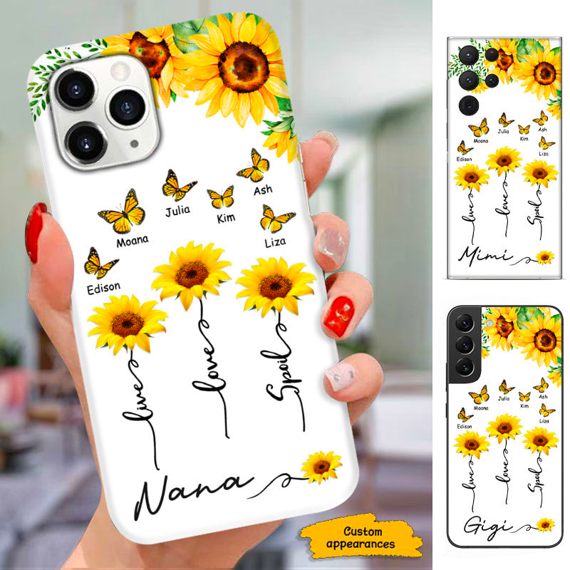 Sunflower Butterfly Mom Grandma Nana Mimi Gigi Auntie Personalized phone case SC251241