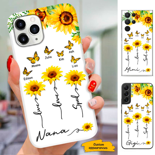 Sunflower Butterfly Mom Grandma Nana Mimi Gigi Auntie Personalized phone case SC251241