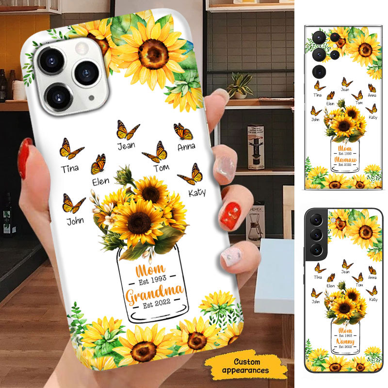 Sunflower Butterfly Mom Grandma Nana Mimi Gigi Auntie Personalized phone case SC2512434