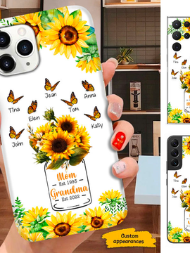 Sunflower Butterfly Mom Grandma Nana Mimi Gigi Auntie Personalized phone case SC2512434