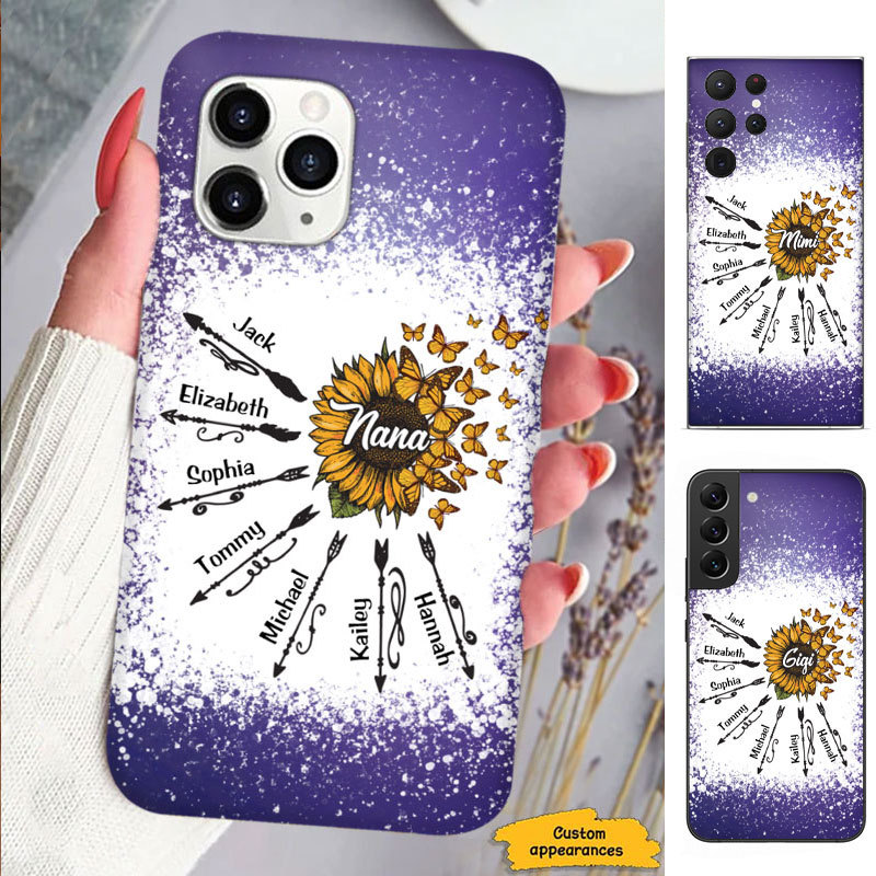 Sunflower Butterfly Mom Grandma Nana Mimi Gigi Auntie Personalized phone case SC261249