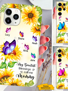 Sunflower Butterfly My Greatest Blessings called me Grandma Nana Mimi Gigi Personalized Phone Case SC1512437